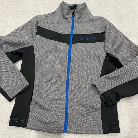 [Y10-12]Spyder Kids Gray and Black Full zip Jacket Sweatshirt - Picture 1 of 6